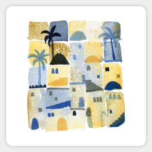 East Watercolor Abstract Townscape Sticker